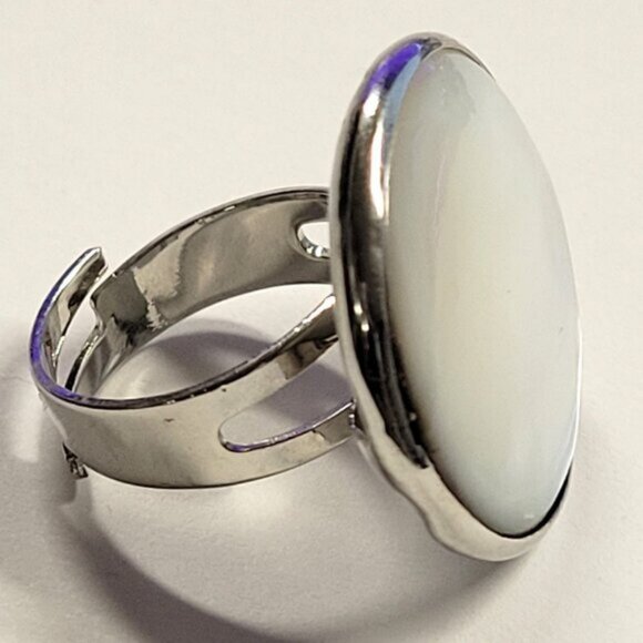 Natural Mother of Pearl Ring, Handmade Ring with Adjustable Band - Picture 9 of 15